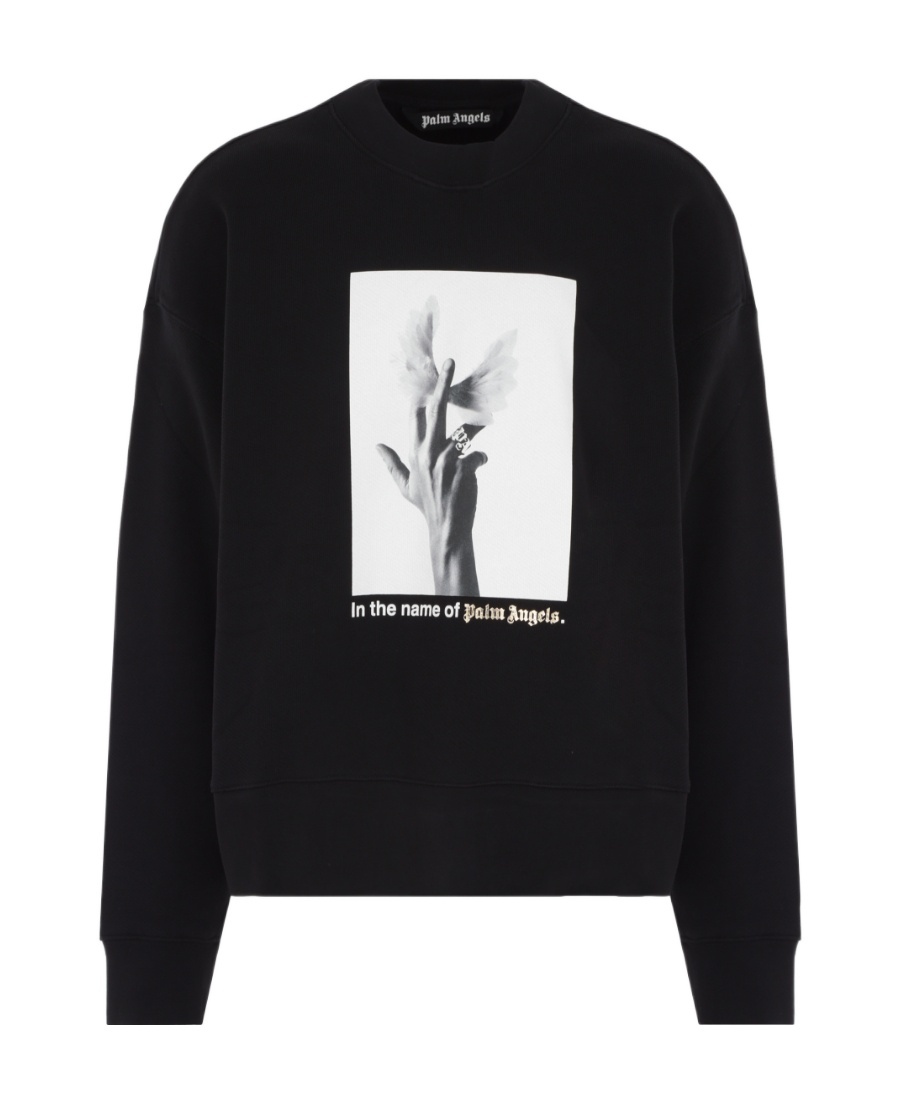 Palm Angels Sweatshirt Mit Foto-print In Black