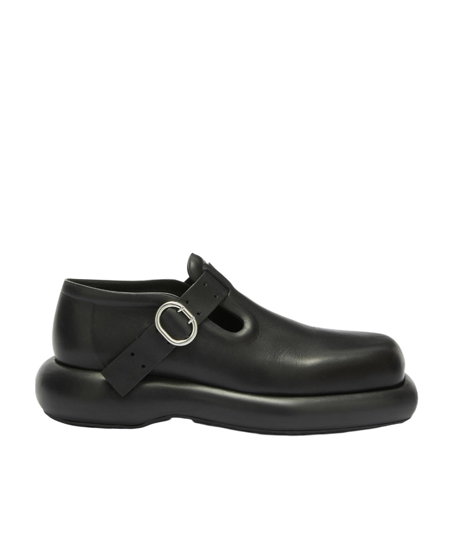 Jil Sander Leather Buckle Loafers Peculiar Sole In Black