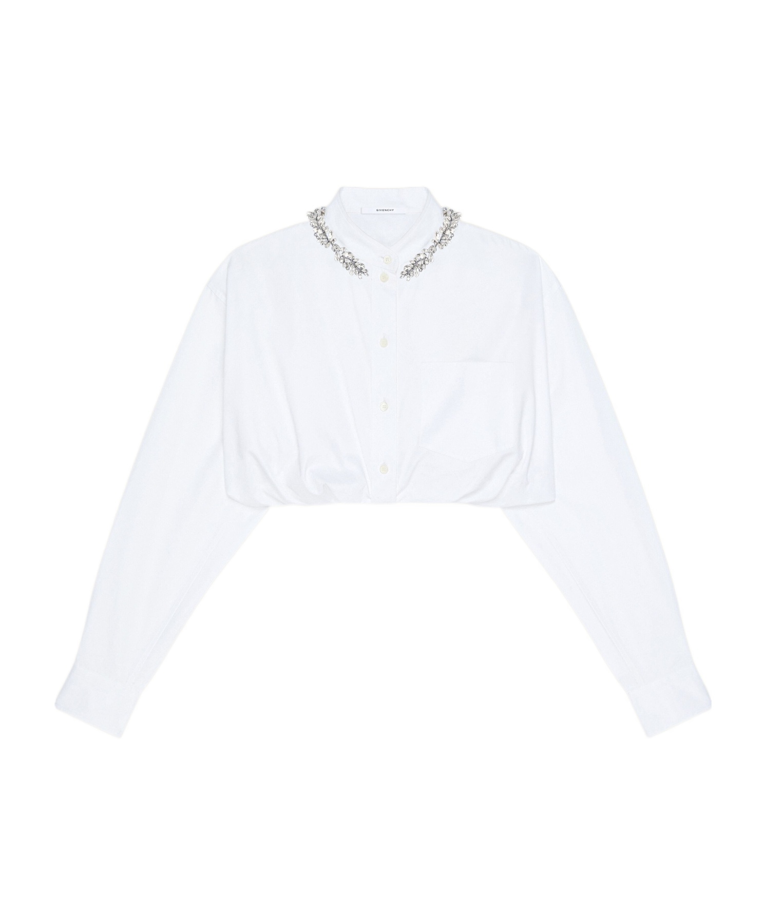 Givenchy Chemise Cropped En Popeline Avec Cristaux In White