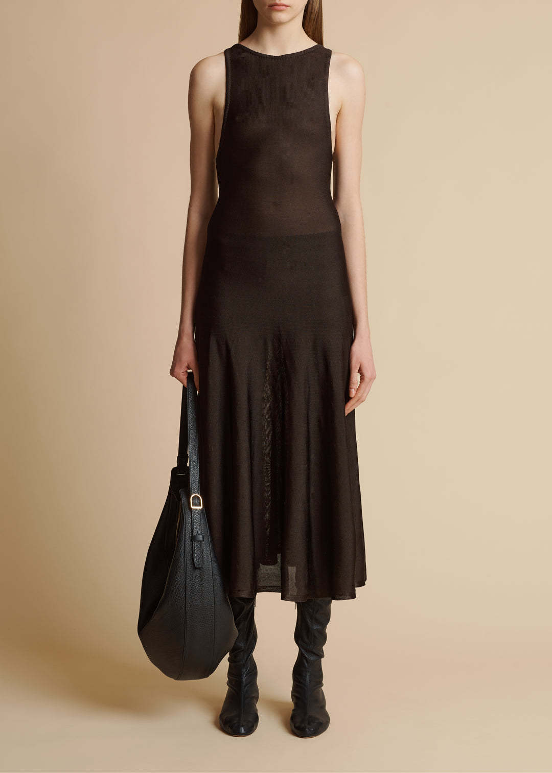 Khaite Augustina Grained Leather Hobo Bag In Black