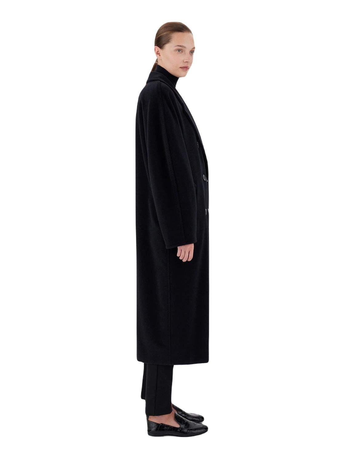 Max Mara Madame Double-breasted Wool And Cashmere-blend Coat In Black