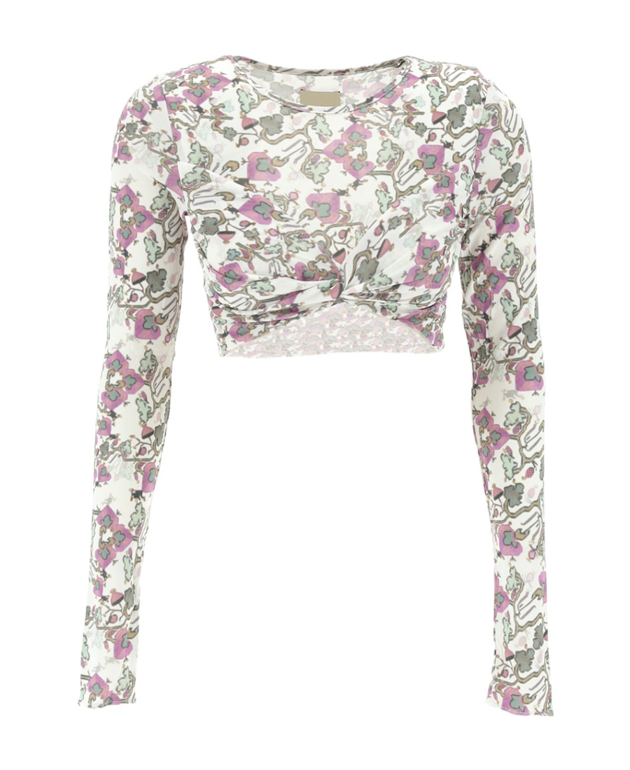 Isabel Marant Graphic-print Cropped Top In White