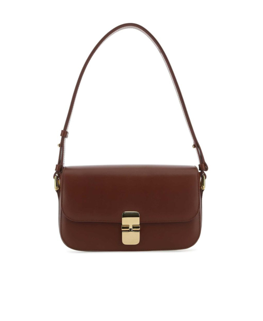 Apc A.p.c. Brown Leather Grace Shoulder Bag In Brown