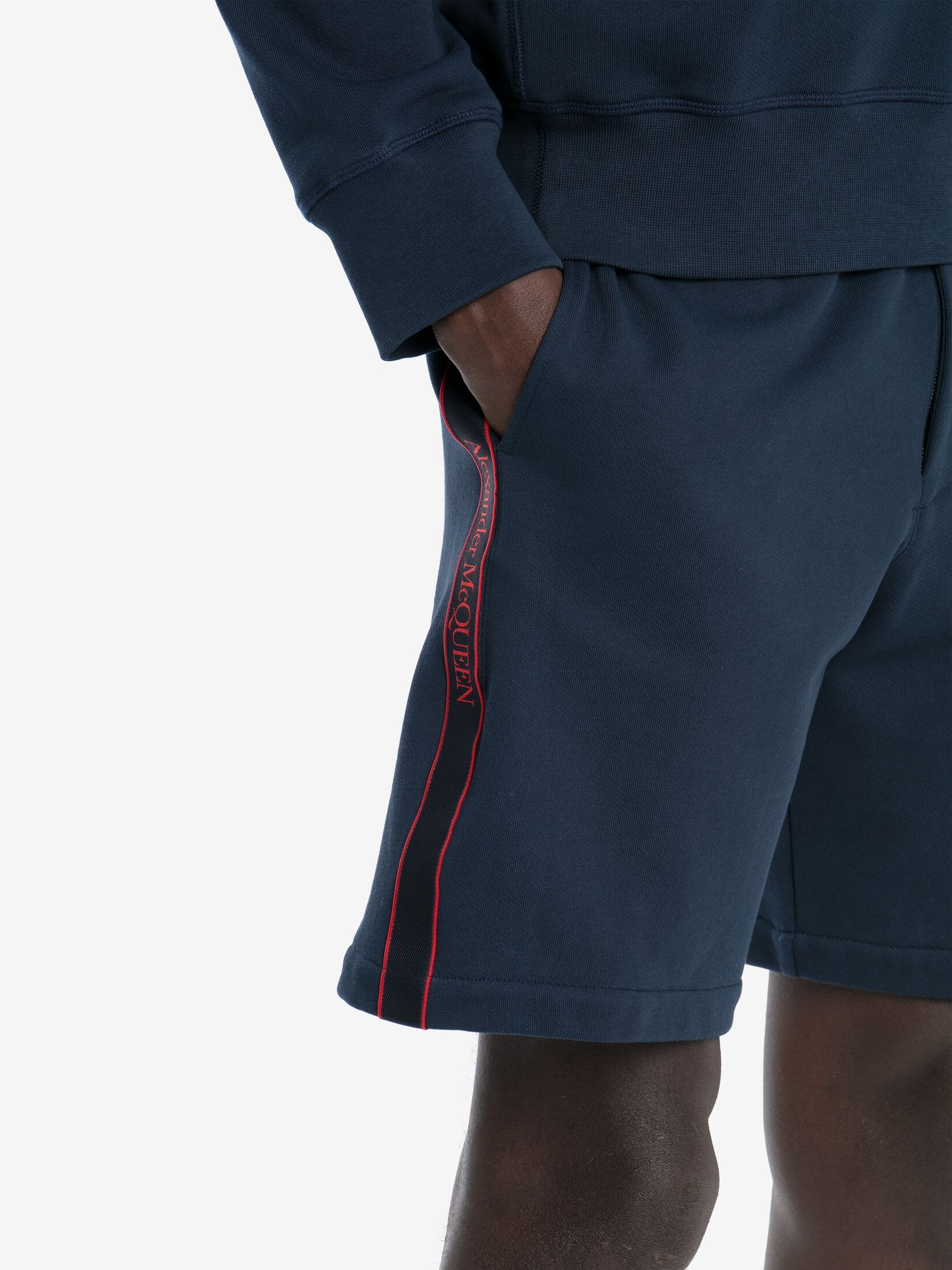 Alexander Mcqueen Logo-tape Track Shorts In Blue