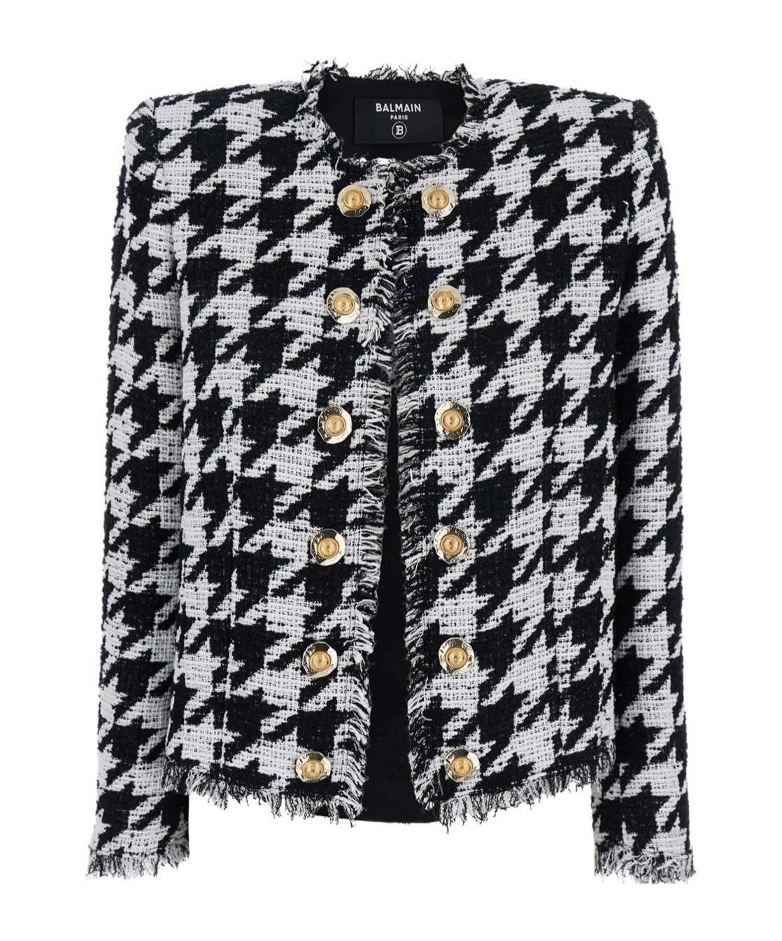 Balmain Tweed Houndstooth Jacket In Multi