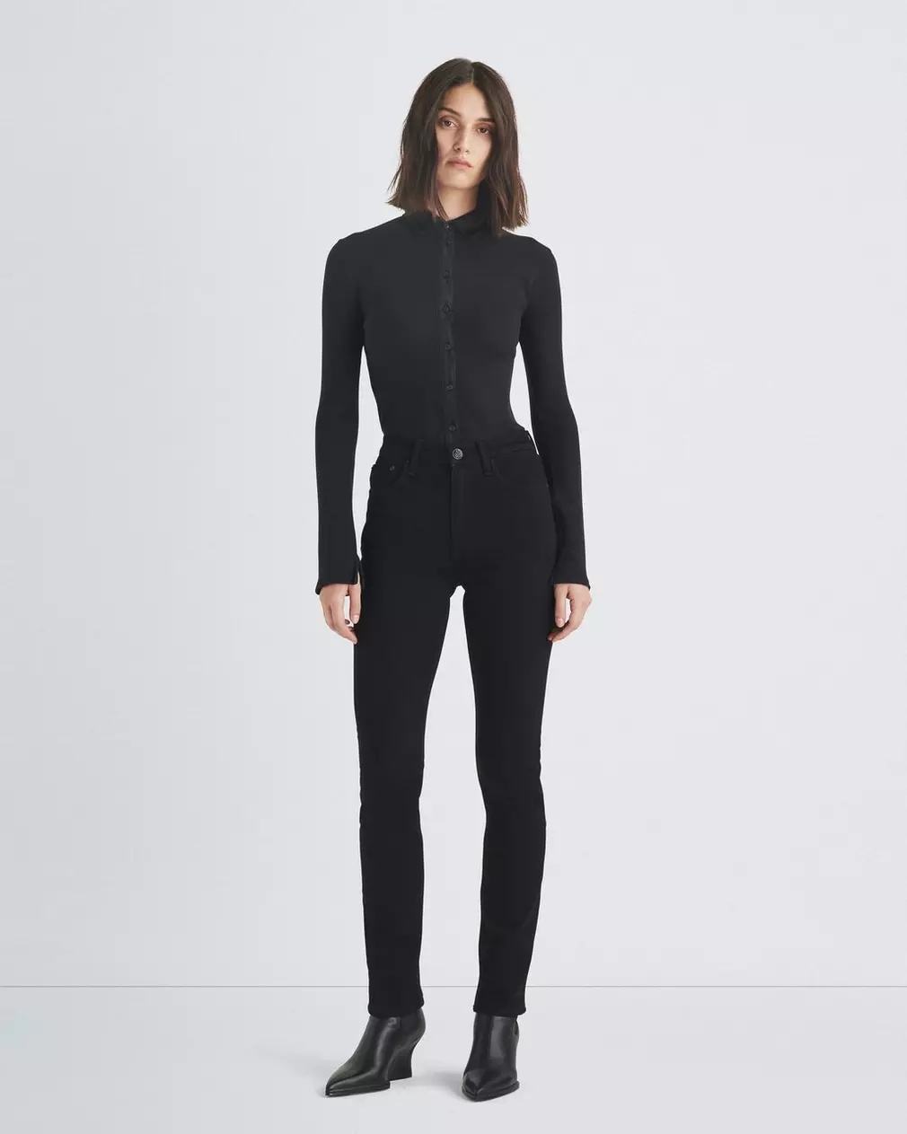Rag & Bone High-rise Five-pocket Jeans In Black
