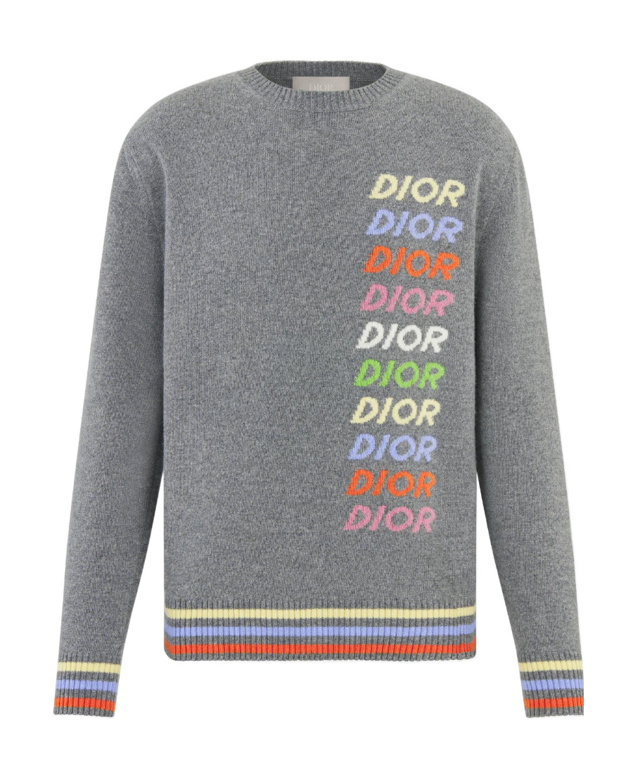 Dior Men Wool And Cashmere Sweater In Gray