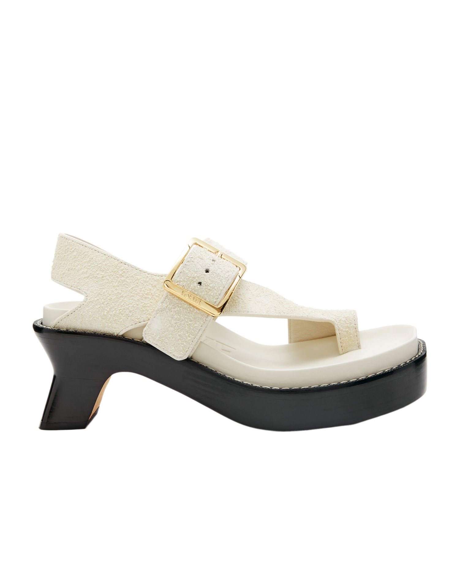 Loewe Ease 70 Oversized Buckle Suede Sandals In Black
