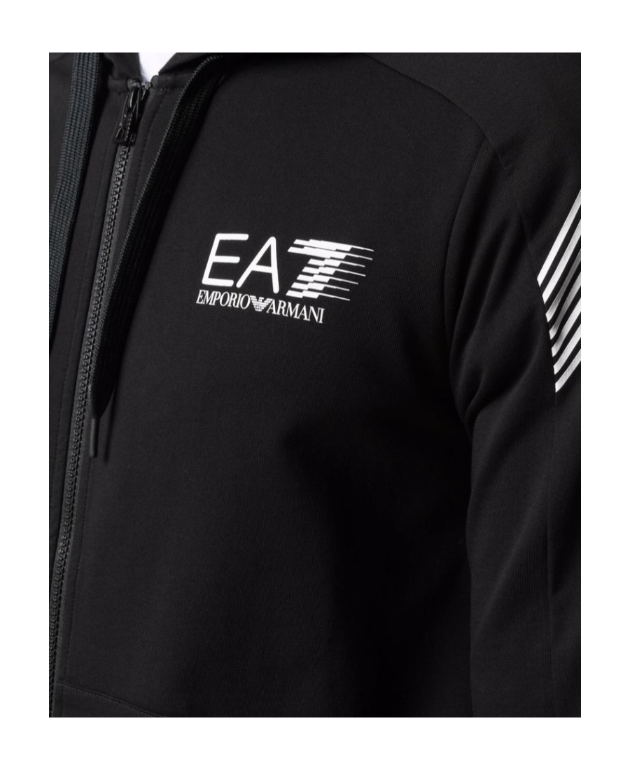 Ea7 Logo-print Zip-up Hoodie In Black