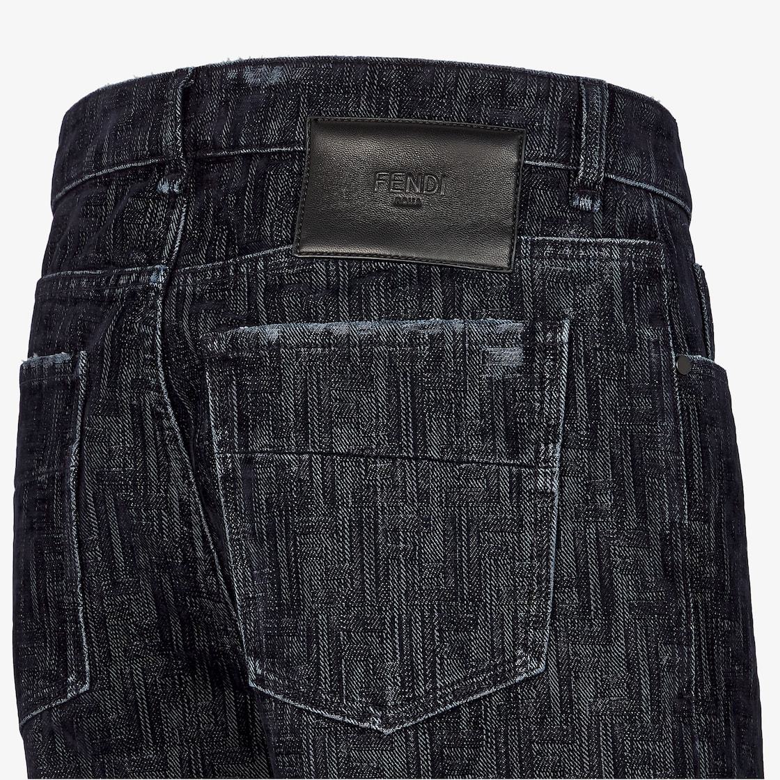Fendi Ff-motif Flocked Jeans In Blue