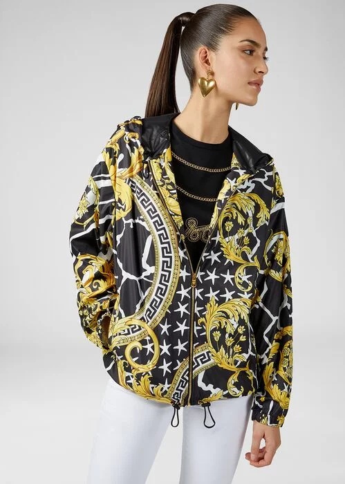 Versace Savage Baroque Printed Casual Jacket In Black