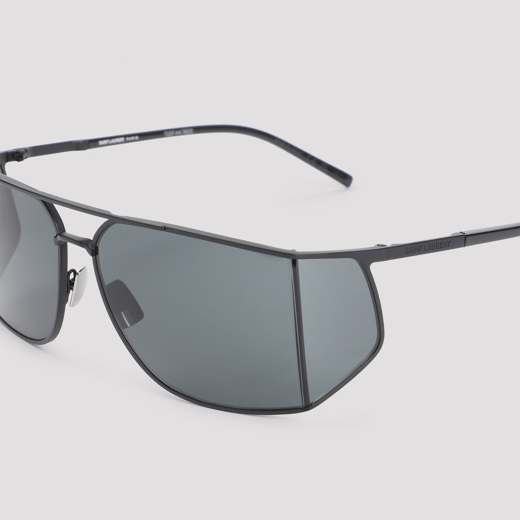 Saint Laurent Logo Sunglasses In Gray