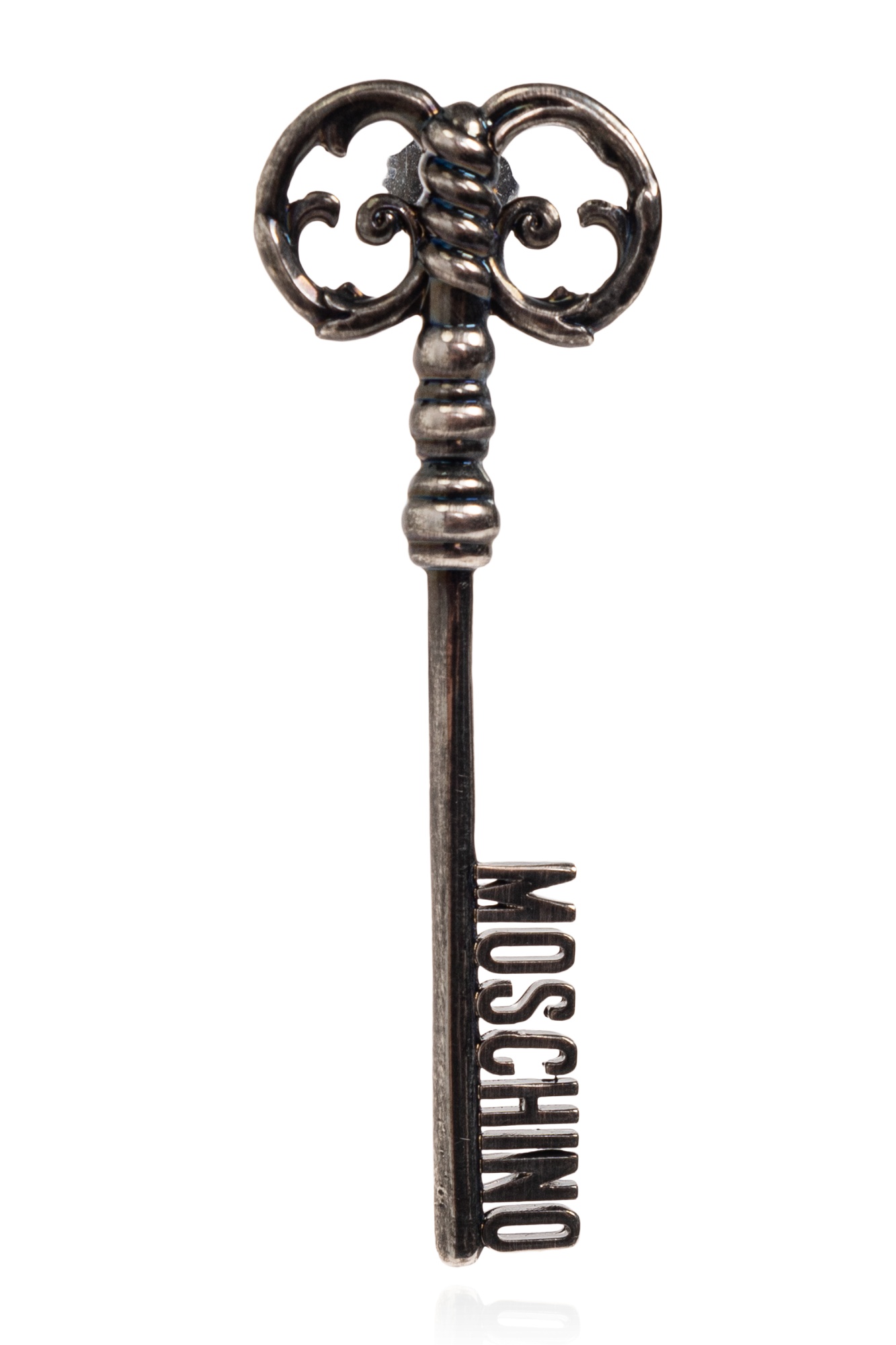 Moschino Logo Earrings In Silver