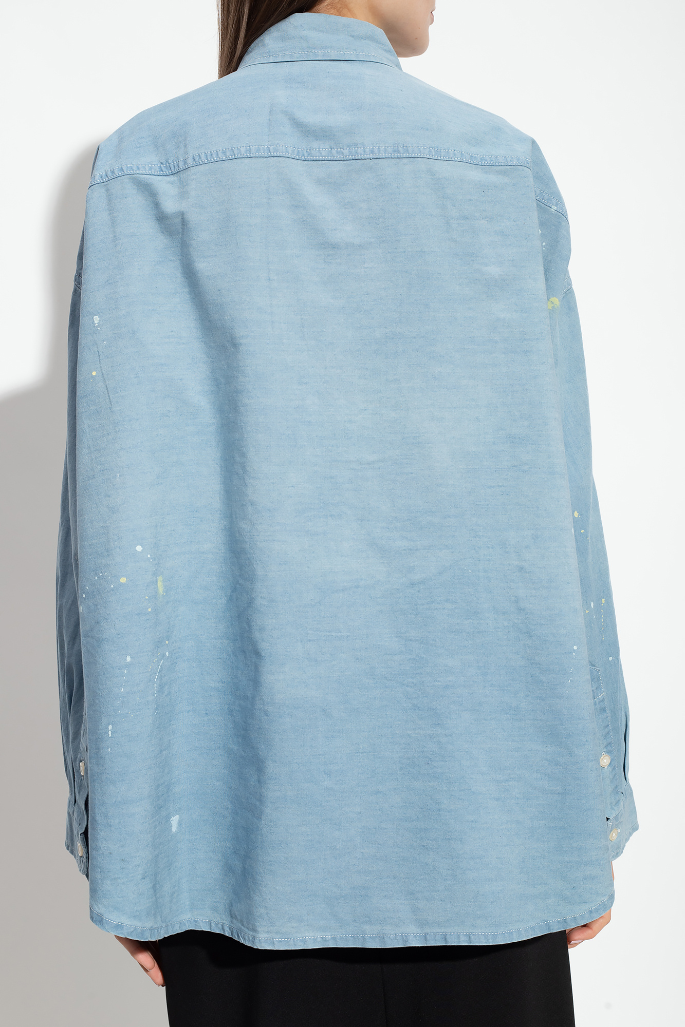 R13 PAINT-SPLATTER CHAMBRAY SHIRT 