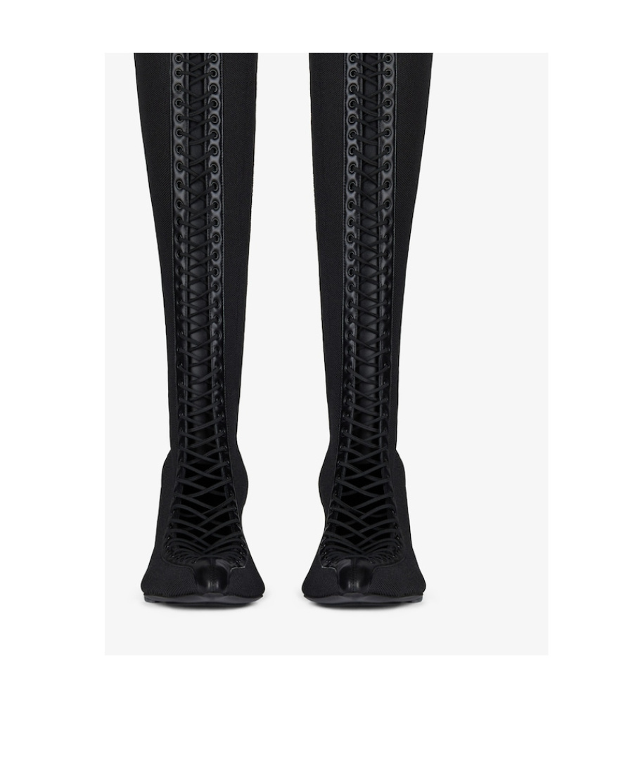 Givenchy Knee-high 70mm Lace-up Leather Boots In Black