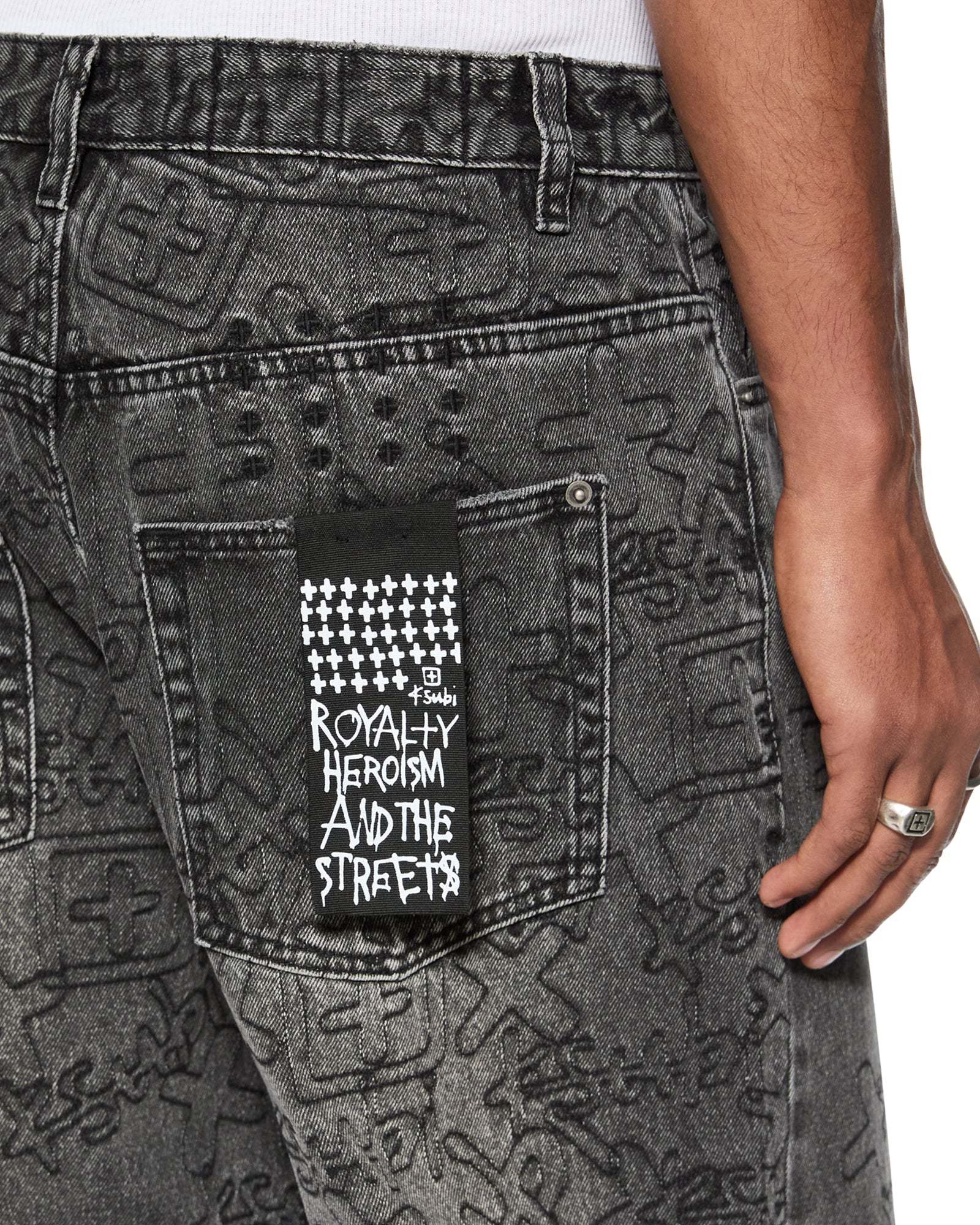 Shop Ksubi Exaggerated Straight Jeans In Black