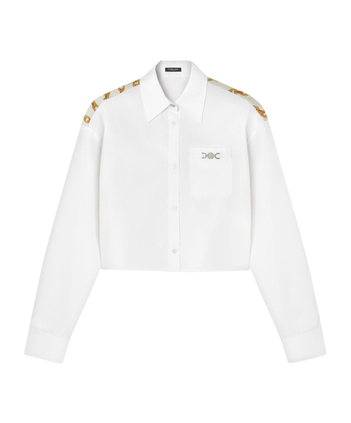 Versace Wild Barocco Cropped Shirt In White
