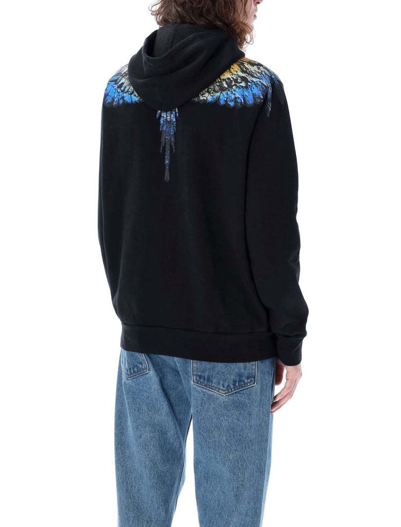 Marcelo Burlon County Of Milan Lunar Wings Organic Cotton Hoodie In Black