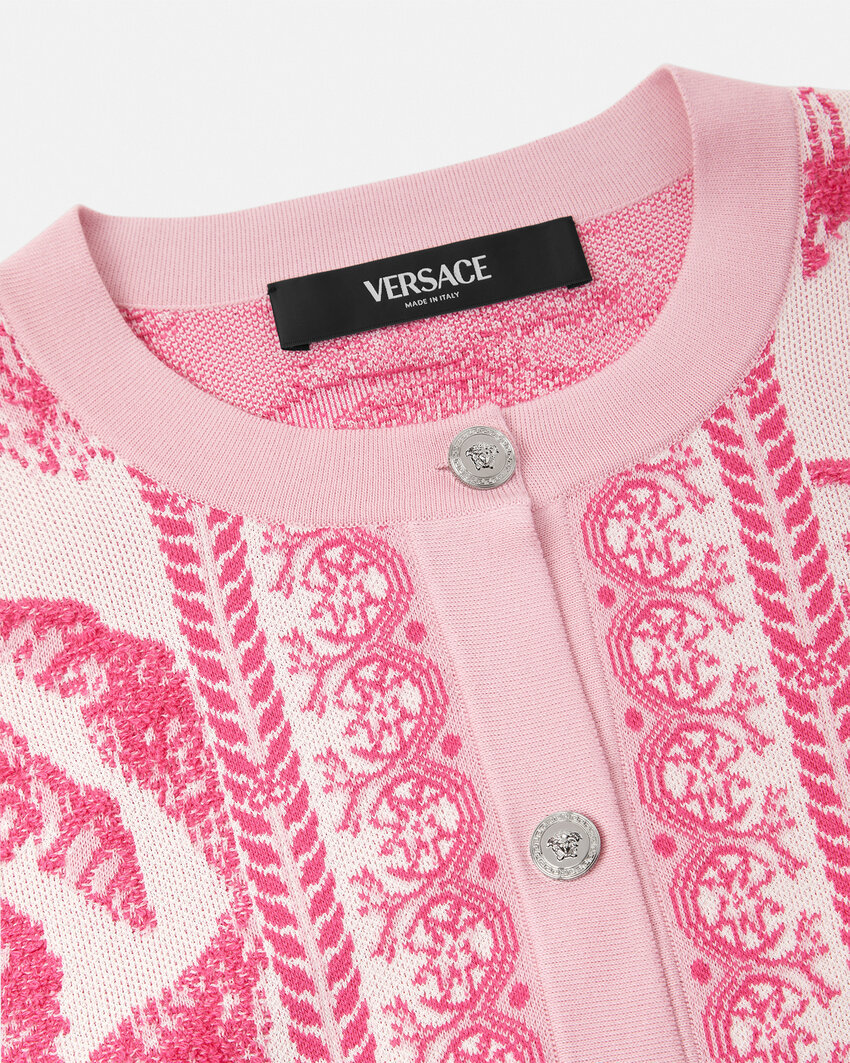 Versace Baroque Subaquatique Patterned Crew Neck Cardigan