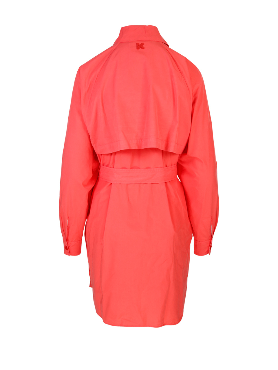 Kenzo Asymmetric Neckline Belted Shirt Dress In Orange