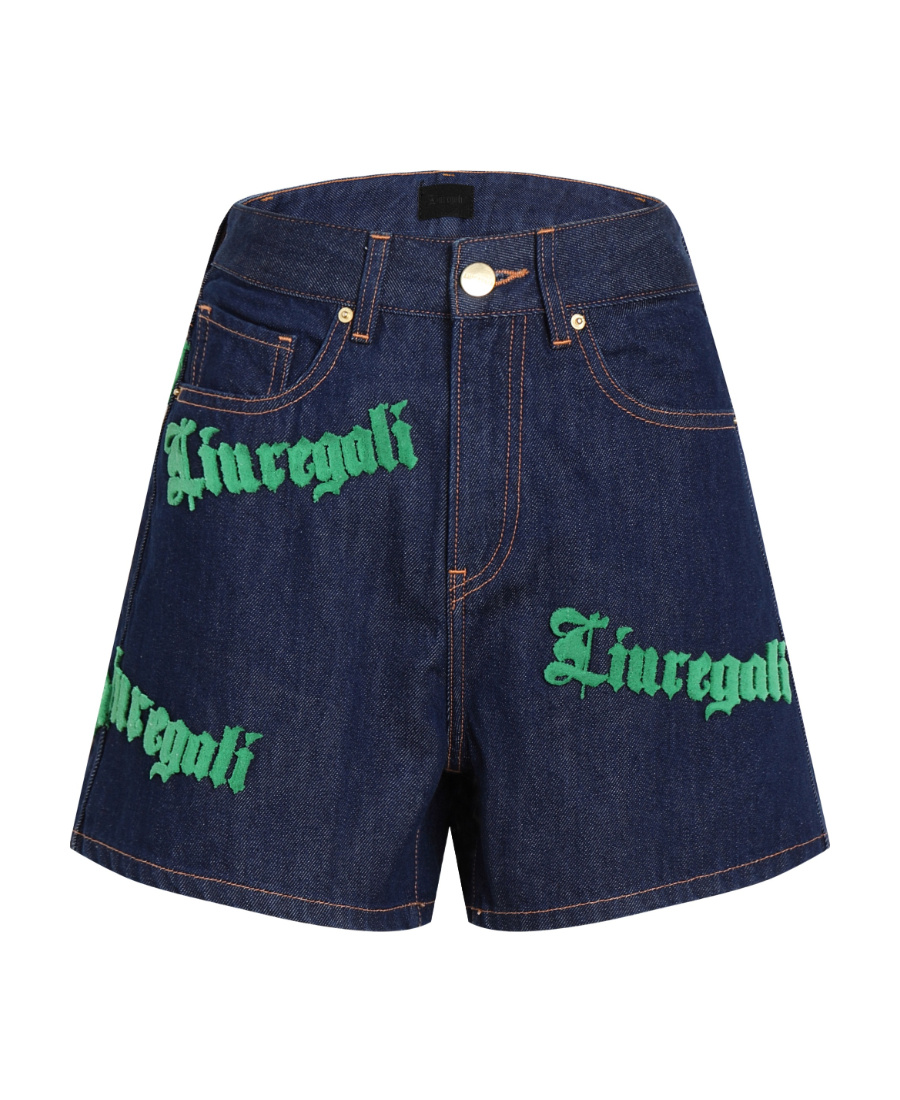 Liuregali High Waist Denim Shorts In Blue