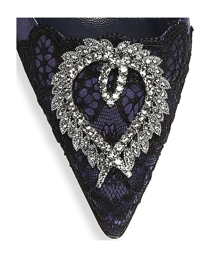 MANOLO BLAHNIK JEWELRY LACE SATIN SHOES