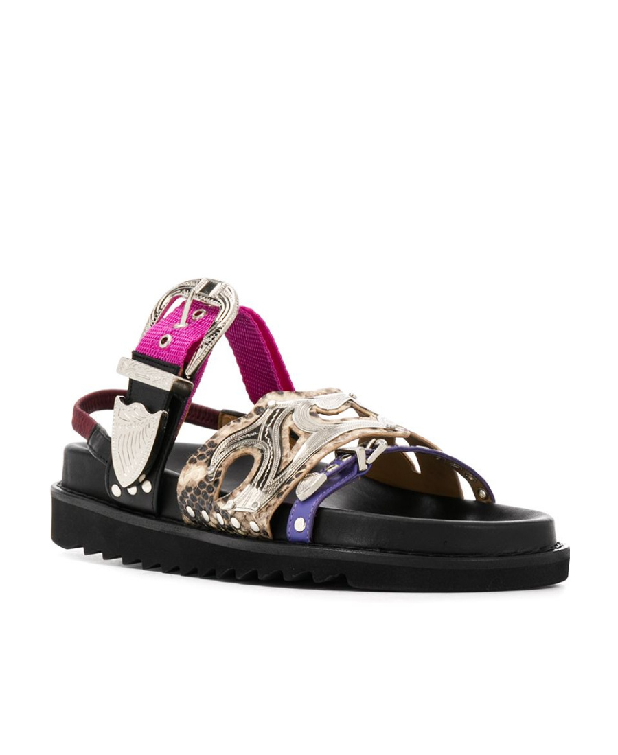 Shop Toga Pulla Aj 1018 Multiple Straps Slingback Sandals In Black
