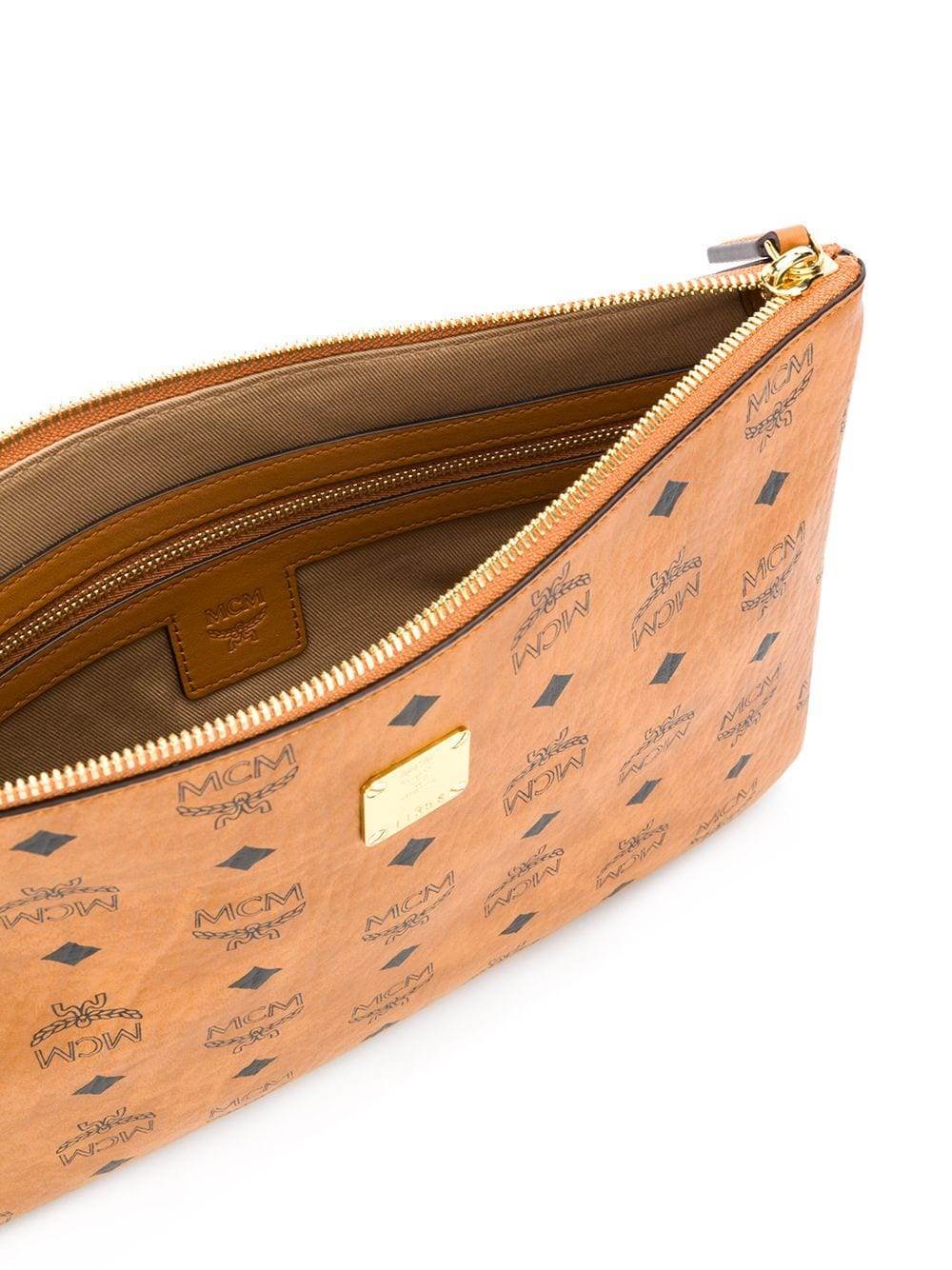 Mcm Visetos Small Clutch Bag In Orange