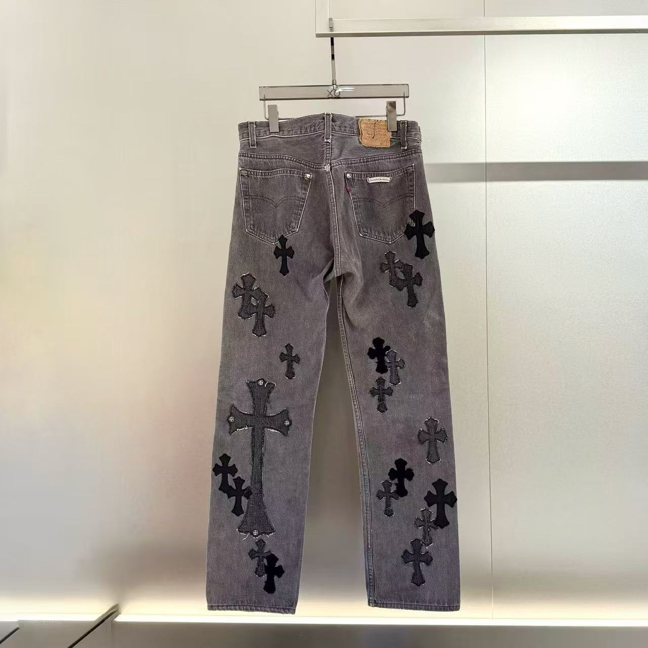 Chrome Hearts Jeans With Belt Loops In Gray