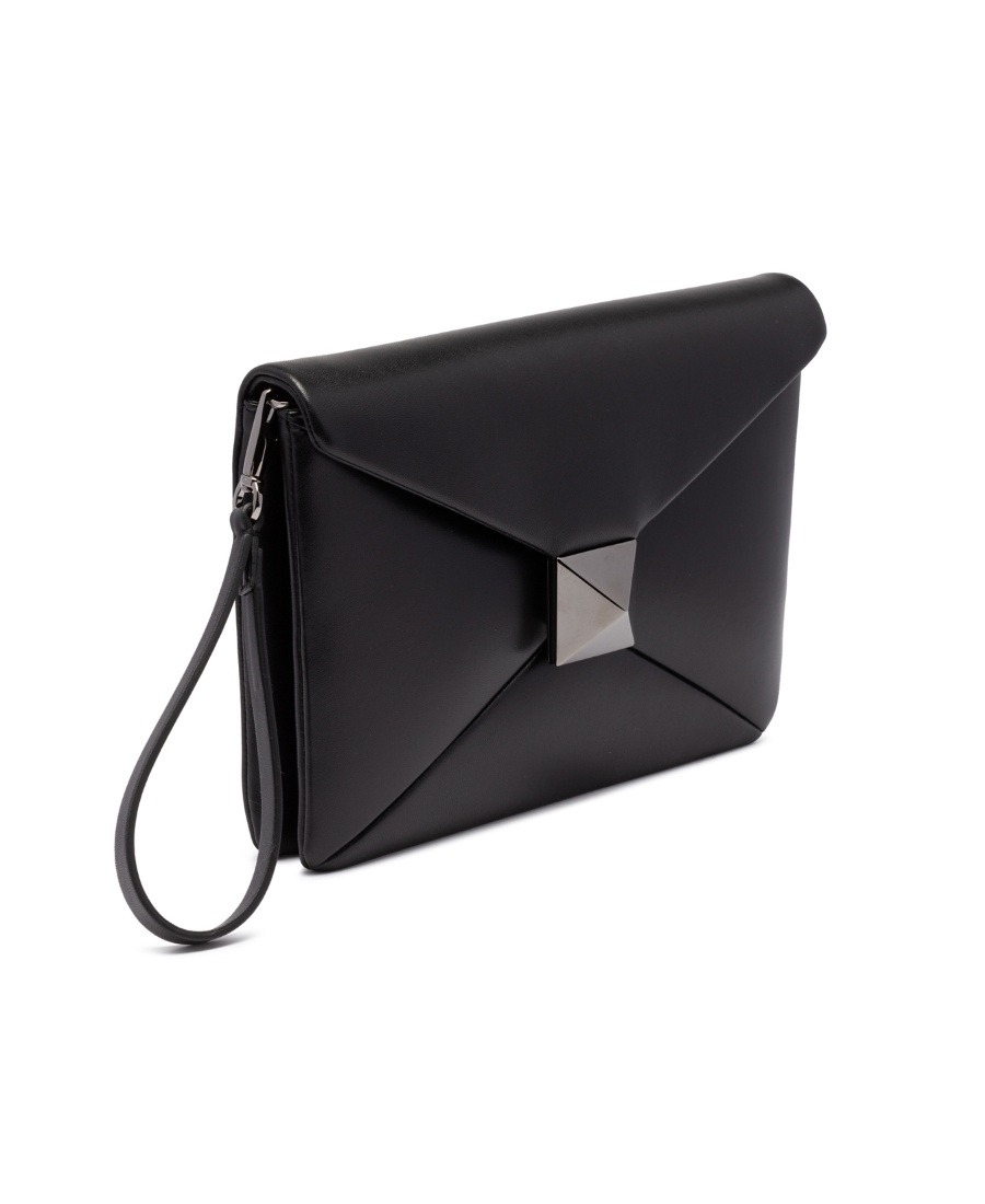 Valentino Spike-stud Embellished Clutch Bag In Black