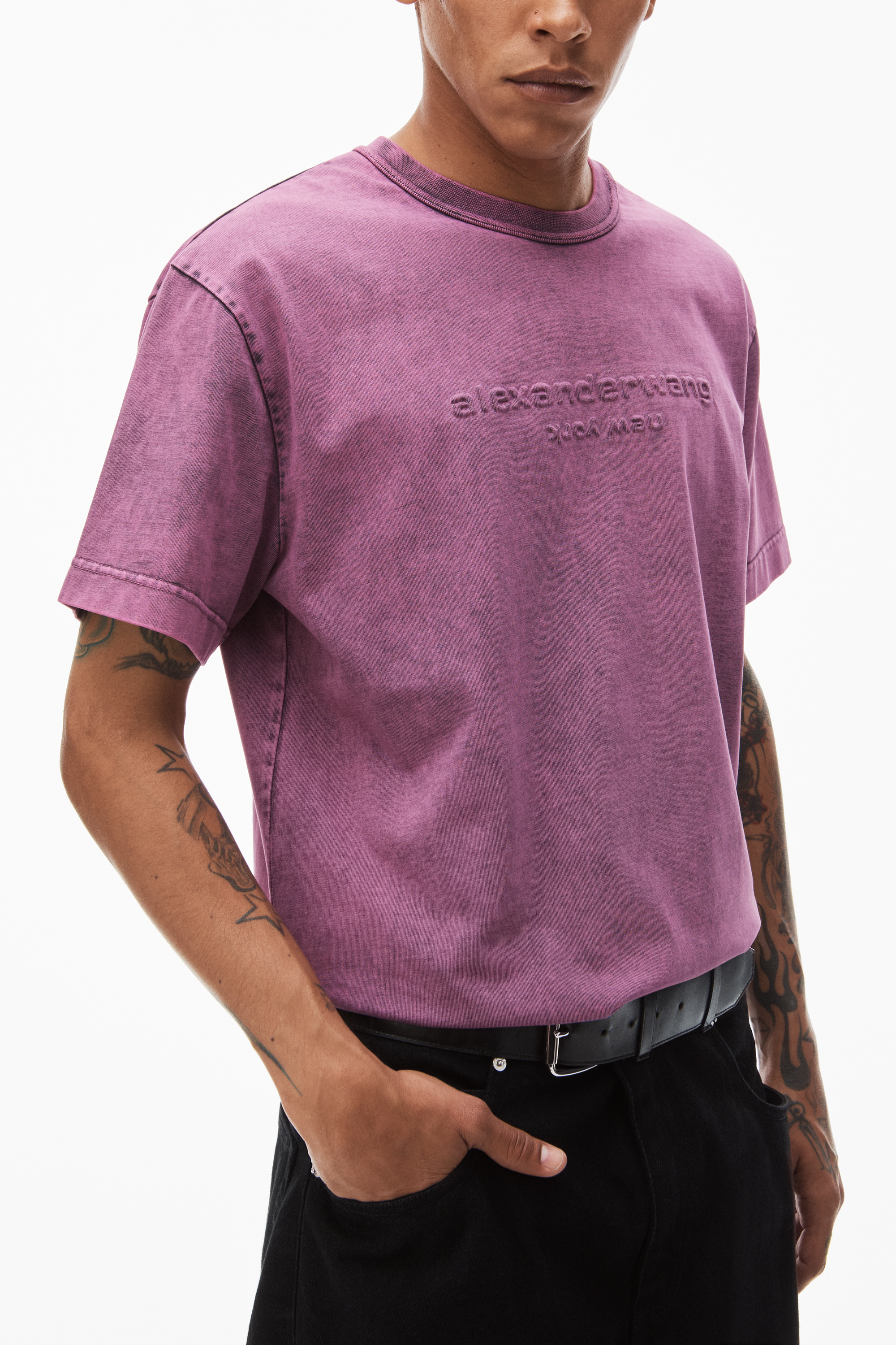 Alexander Wang Pink Embossed T-shirt In Pink