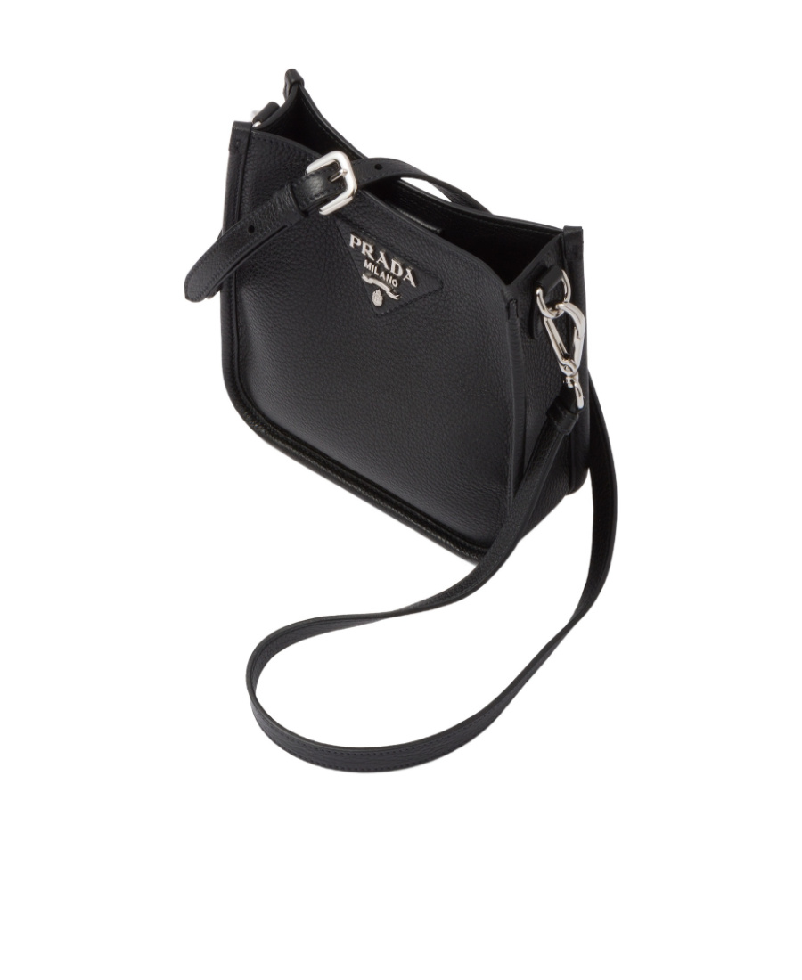 Prada Leather Mini Shoulder Bag In Black