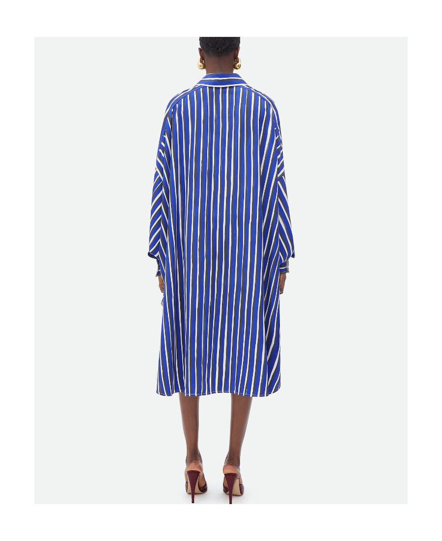 Shop Bottega Veneta Striped Dress In Blue