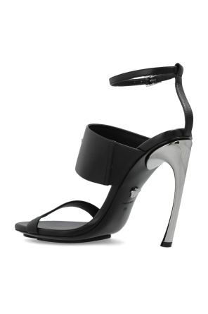 Versace Open Toe High Heel Sandals In Black