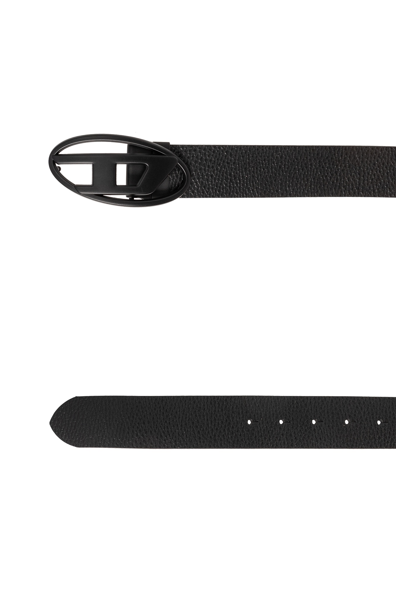 Diesel B-1dr Logo-buckle Leather Belt In Black