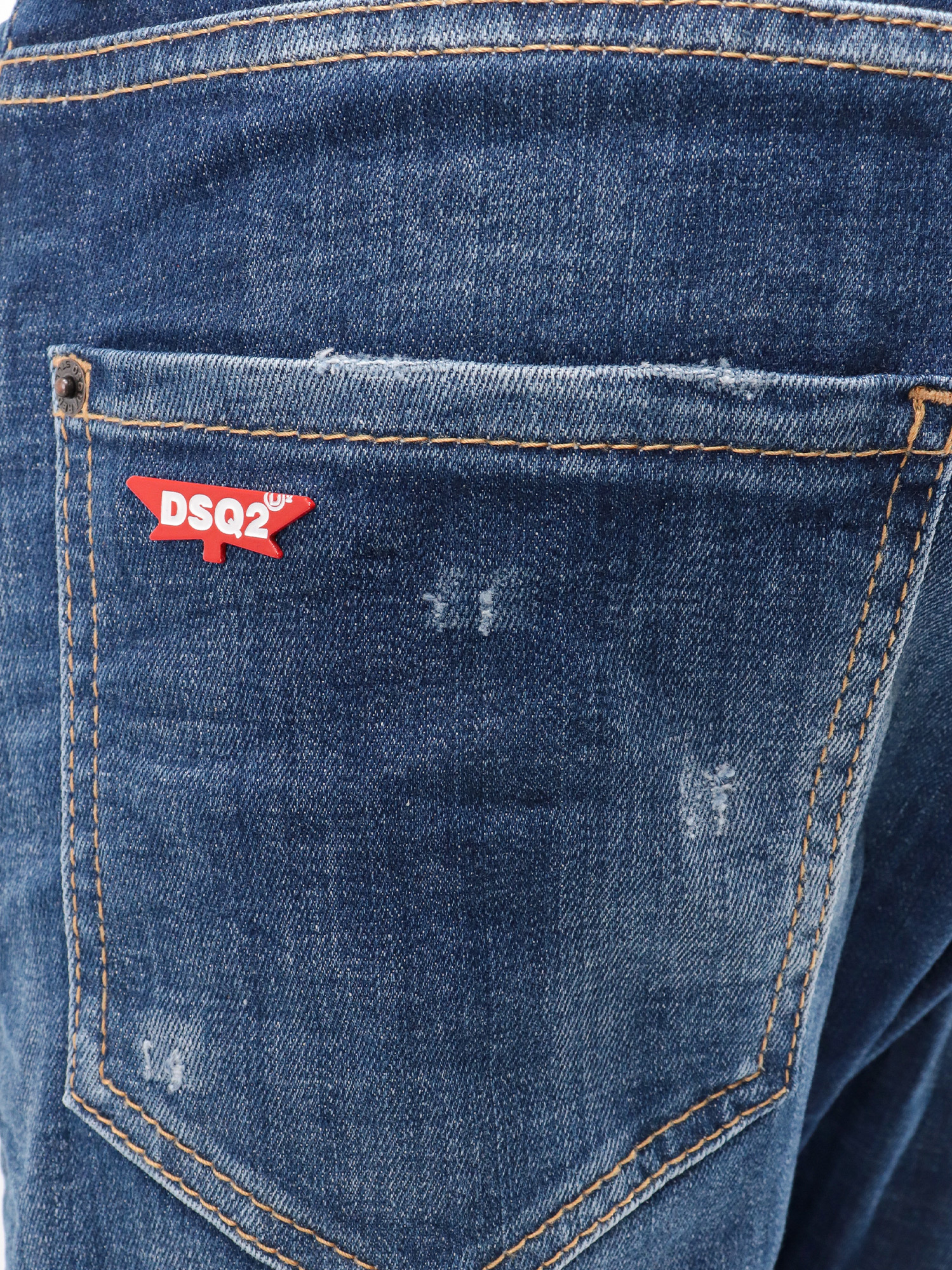 Dsquared2 Blue Slim Jeans With Rips And Bleach Effect In Cotton Blend Denim Man In Blue