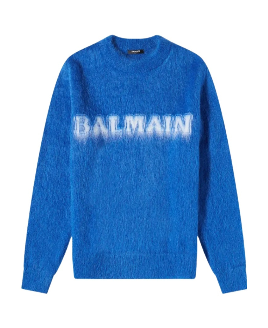 Balmain Maglione In Misto Lana Blu Elettrico Uomo In Blue