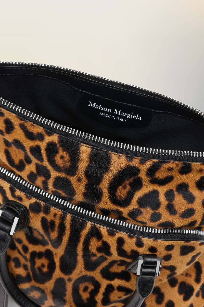 Maison Margiela 5ac Leopard Calf-hair Mini Bag In Brown