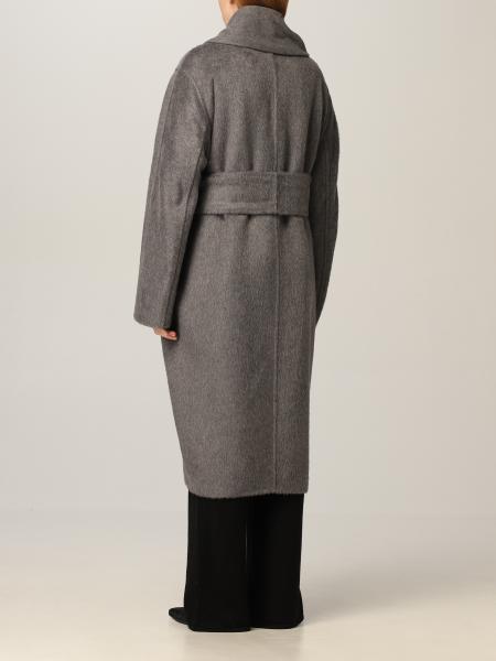 Max Mara Lapel Coat In Gray