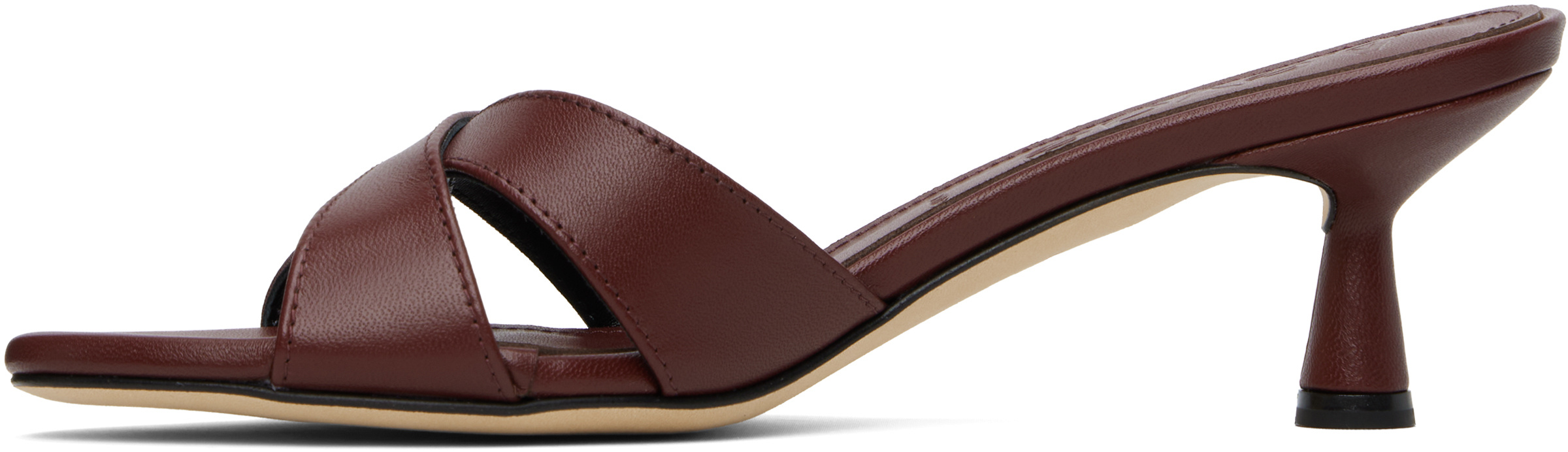Aeyde Daphne Leather Pointed-toe High-heeled Sandals In Burgundy