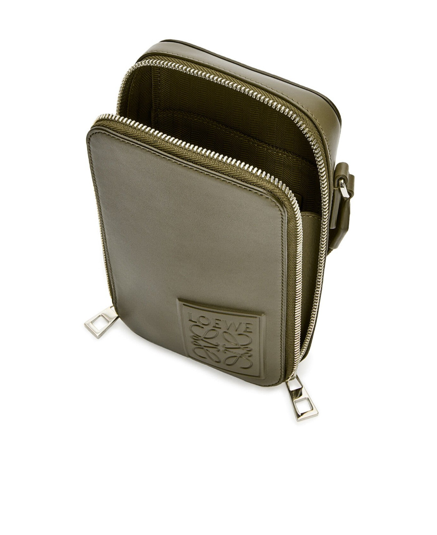Loewe Satin Vertical Shoulder Bag In Green