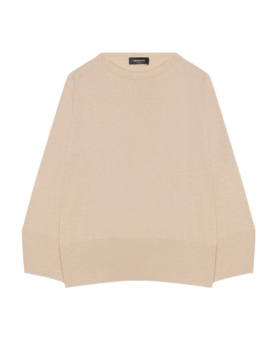 Fabiana Filippi Round Neck Long-sleeved Sweater In Nude