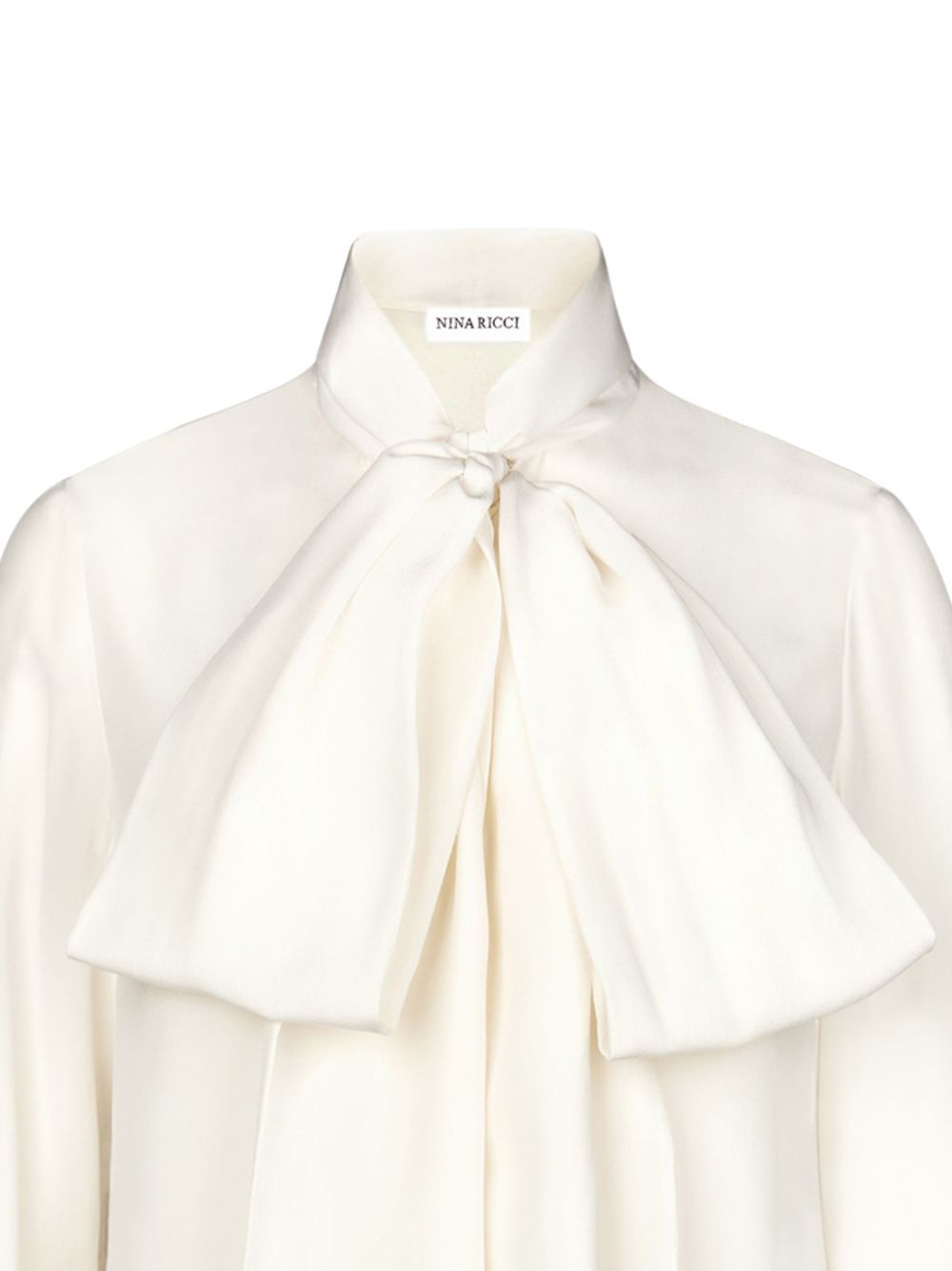 Nina Ricci Pussy-bow Collar Silk Shirt In White