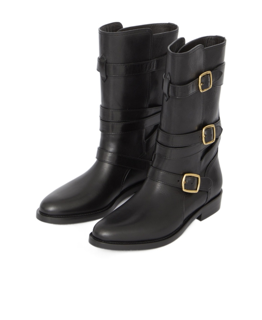 Celine Lyra Buckle Short Boots In Black