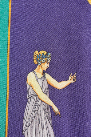 Versace Hall Of Statues Silk Cardigan In Purple