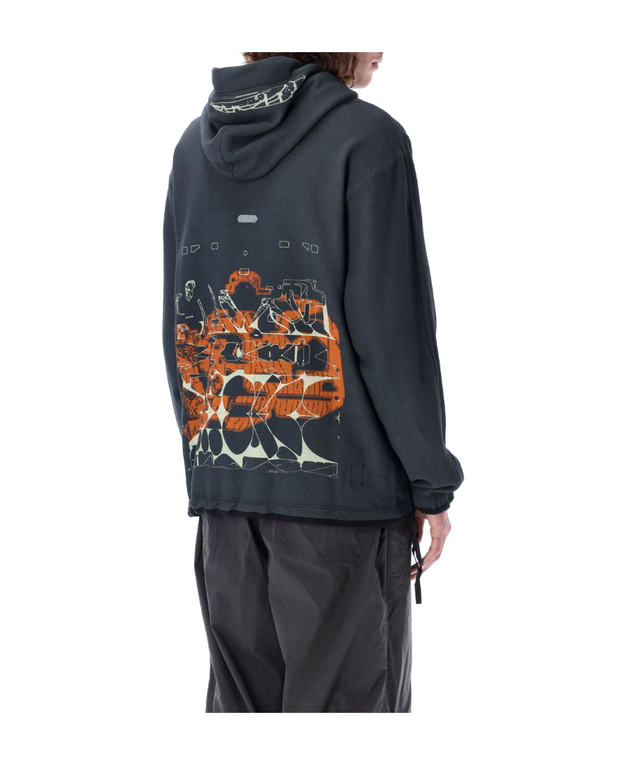 Stone Island Graphic-print Drawstring Hoodie In Black