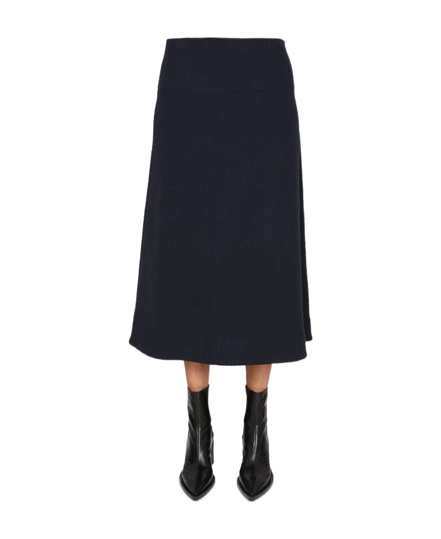 Jil Sander A-line Wool Midi Skirt In Black