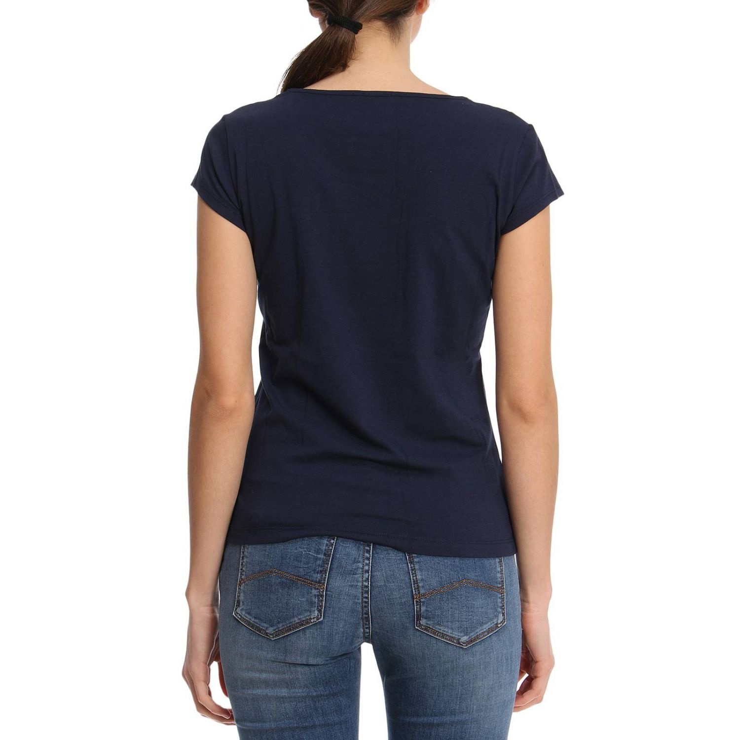 Ea7 T-shirt With Round Neck And Short Sleeves In Blue