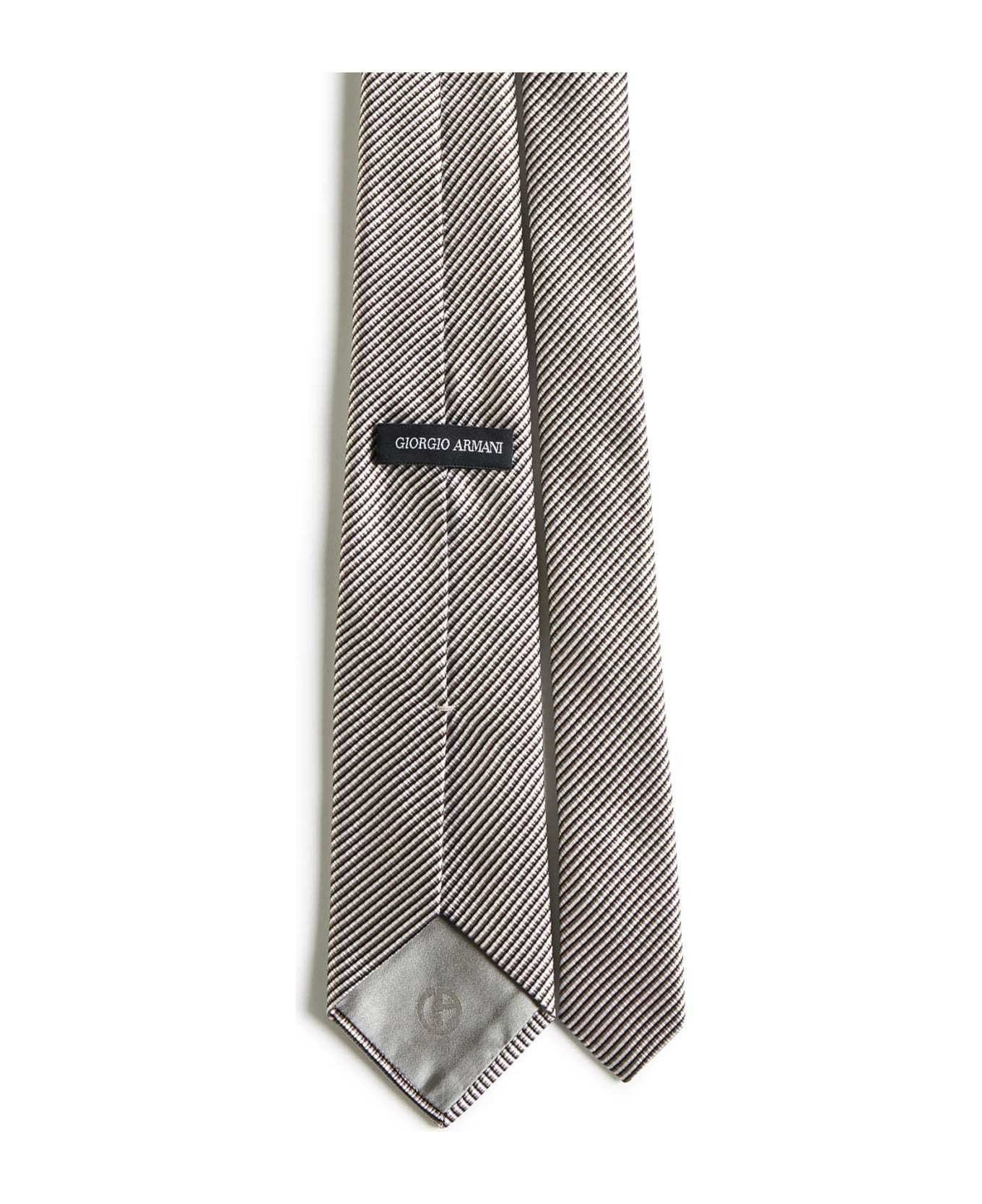 Giorgio Armani Striped Pointed-tip Tie In Gray