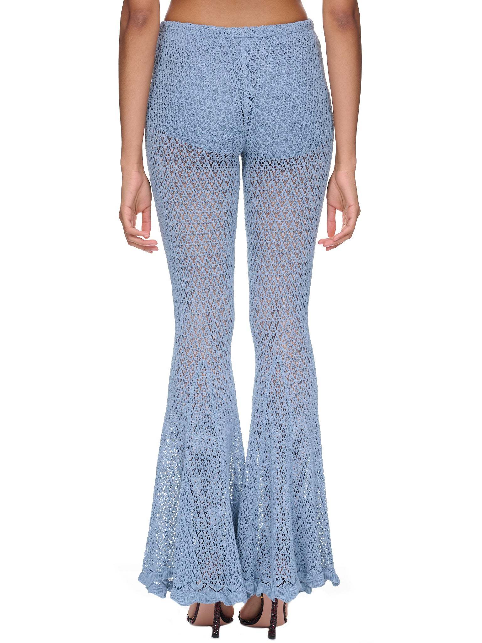 Blumarine Crochet Flared Trousers In Blue